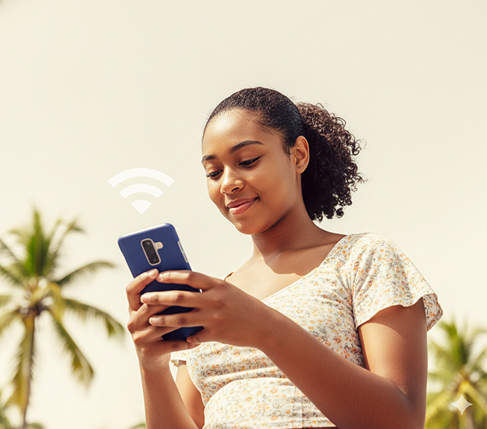 User enjoying free WiFi